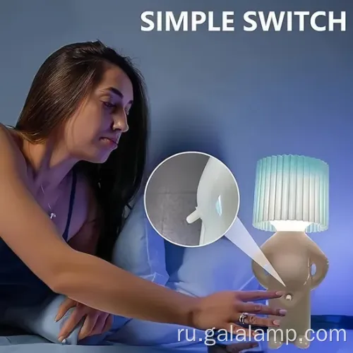 Симпатичный мальчик застенчивый светодиодный настольный лампа ночной свет